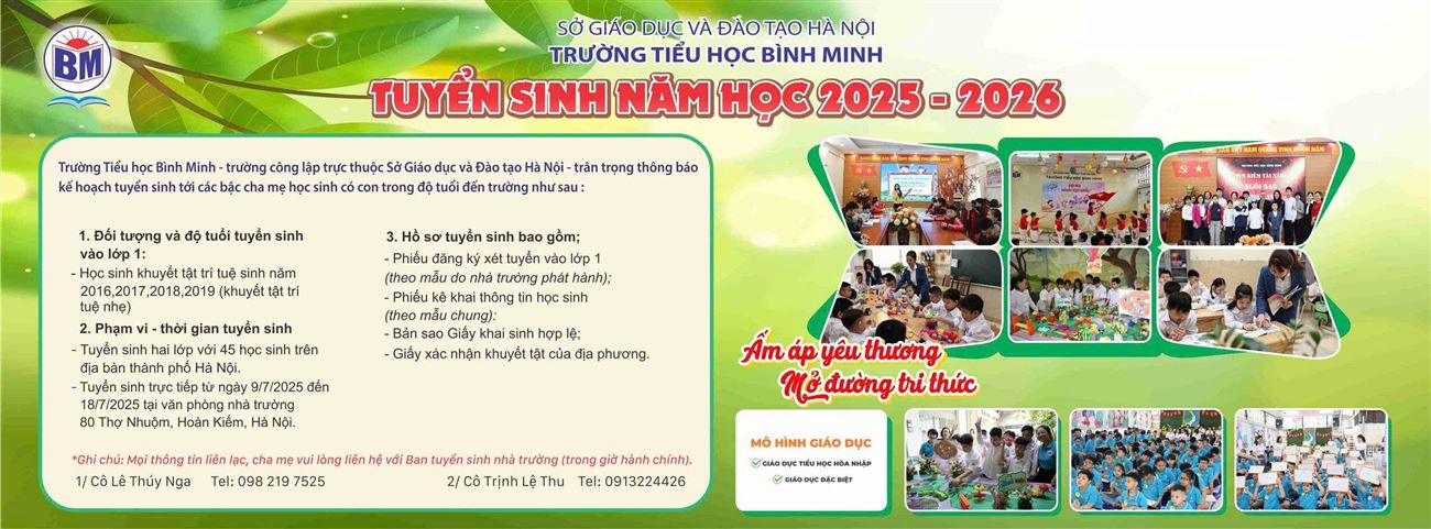 THÔNG BÁO TUYỂN SINH NĂM HỌC 2025 - 2026