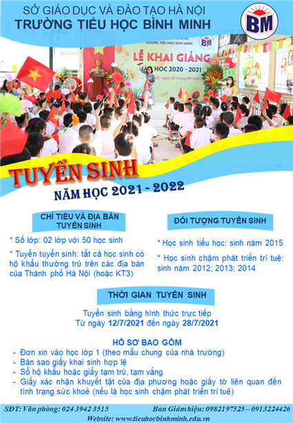 THÔNG BÁO TUYỂN SINH NĂM HỌC 2021 - 2022