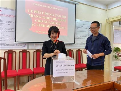 Trường Tiểu học Bình Minh phát động ủng hộ người dân miền Trung vượt qua mưa lũ