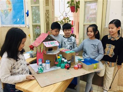 Hoạt động tái chế rác thải của HS Bình Minh