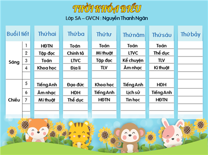 Thời khóa biểu Khối Tiểu học năm học 2022 - 2023